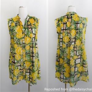 Anthropologie Floral Check Shift Dress